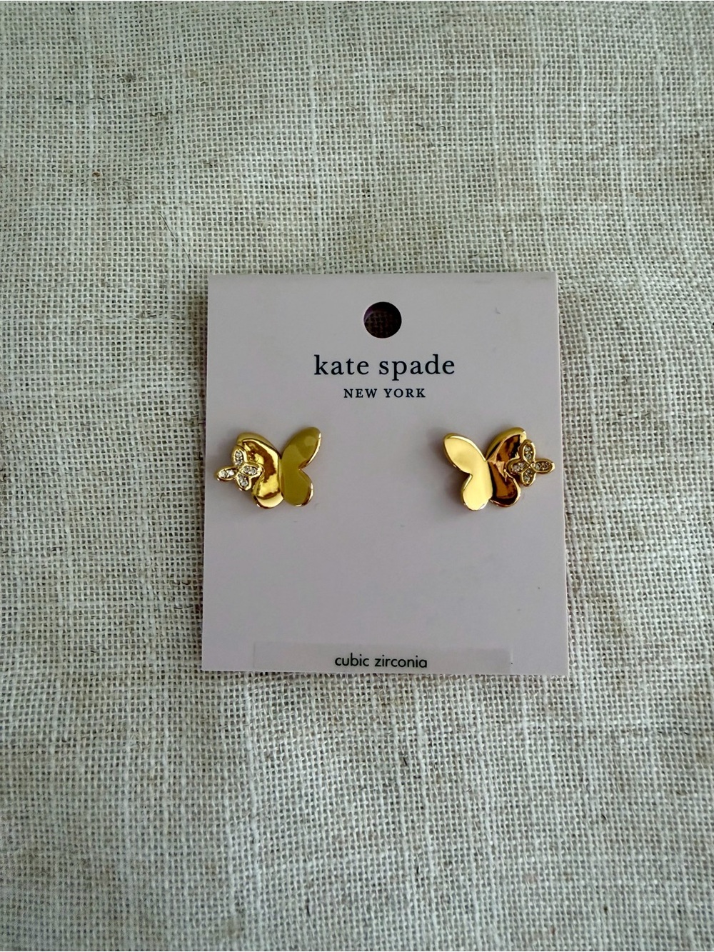 kate spade Gold Butterfly Stud Earrings CZ Accent NWT